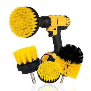 Electric Drill Brush Cleaning Tool Yellow Cleaner Attachments For Bathroom Surface