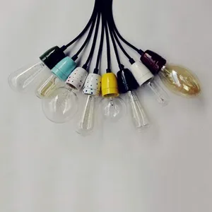 Vintage Hanger Verlichting E26 E27 Decoratieve Kleurrijke Retro Lampvoet Keramische Houder Socket