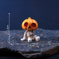 Miniatur Halloween Resin Labu Hantu Permen Kerangka Figur Kerajinan Ornamen untuk Suvenir Pesta Pengisi Dekorasi Meja Rumah
