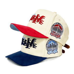 Một khung Golf tùy chỉnh 3D tùy chỉnh thêu thêu logo gorra không có cấu trúc hai tông màu Bông 5 bảng Mũ bóng chày - Product Image 1