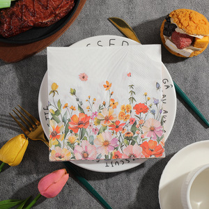 Floral Printed Paper Napkins 330mm Disposable For Wedding Birthday Party 20 Sheets Per Pack - Product Image 2