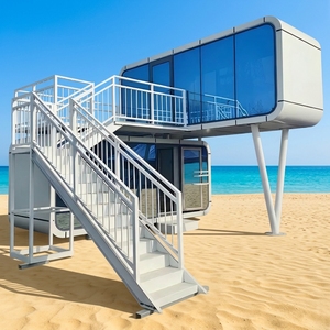 <span class=keywords><strong>Maison</strong></span> préfabriquée moderne en verre, type capsule, Apple Cabin, maisonnette à coins arrondis, design capsule de jardin, structure en acier - Product Image 2