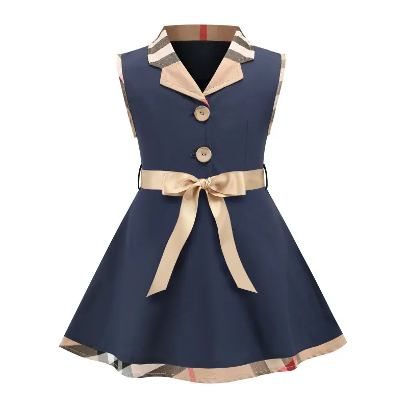 Neues Design 100 % Baumwolle Kinder Boutique-Bekleidung Kinder Mädchen ärmellose Kleider