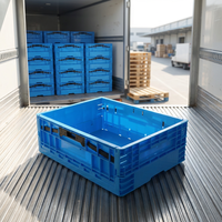 Caisse pliable réutilisable 530*410*170mm, boîtes d'expédition personnalisées, caisse en plastique pliable pour fruits et légumes