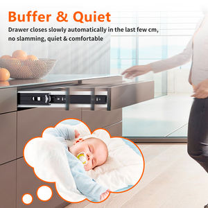 Corrediças de Gaveta de Aço Laminado a Frio de Design Moderno e Alta Resistência YENUO 35mm Montagem Lateral com Rolamento de Esferas para Cozinha, Quarto e Banheiro - Product Image 4