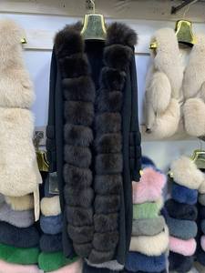 เสื้อโค้ทขนสัตว์แท้แฟชั่น แต่งขอบด้วยขนสัตว์ สำหรับผู้หญิง สไตล์ลำลอง ผ้าขนสัตว์ถัก คาร์ดิแกนขนสุนัขจิ้งจอกยาวสำหรับผู้หญิง - Product Image 6