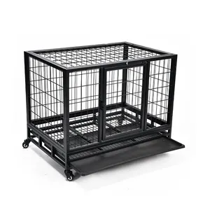 Metal Wire Folding Open Top Dog Cage Professional Dog Kennels Heavy Duty Dog Crate
