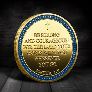 Moneda Talismán de la Suerte de León Judío - Medalla de Aleación Troquelada Grabada Bañada en Oro con Acabado Antiguo UV Religioso para Soldados Cristianos - Product Image 2
