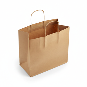 Bolsa de Papel Marrón y Blanca con Asa Retorcida, Reciclable, para Comida para Llevar y Uso Comercial - Product Image 3