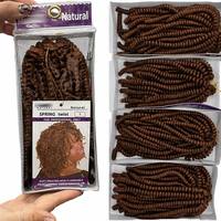Ekstensi Rambut Kepang Sintetis Spring Twist Pre-Looped Crochet Braids Pendek untuk Wanita dan Remaja Putri 8 Inch 50g