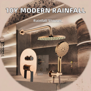 Juego de Ducha Completo de Latón Cepillado Moderno de Alta Gama con Garantía de 5+ Años, con Efecto Lluvia, Termostático Oculto para Bañera, Ideal para Hoteles - Product Image 2
