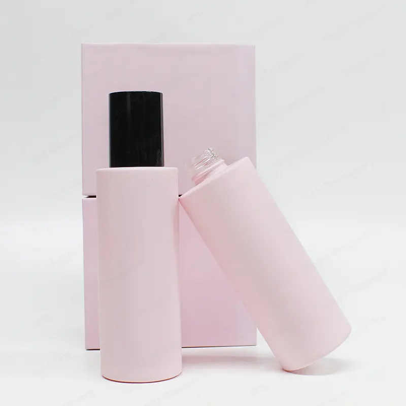 कॉस्मेटिक स्किनकेयर पैकेजिंग कंटेनर स्प्रे कांच की बोतल के साथ 150ml पाले सेओढ़ लिया गुलाबी हरे रंग सफेद लाल Lotioin बोतल पंप स्प्रे