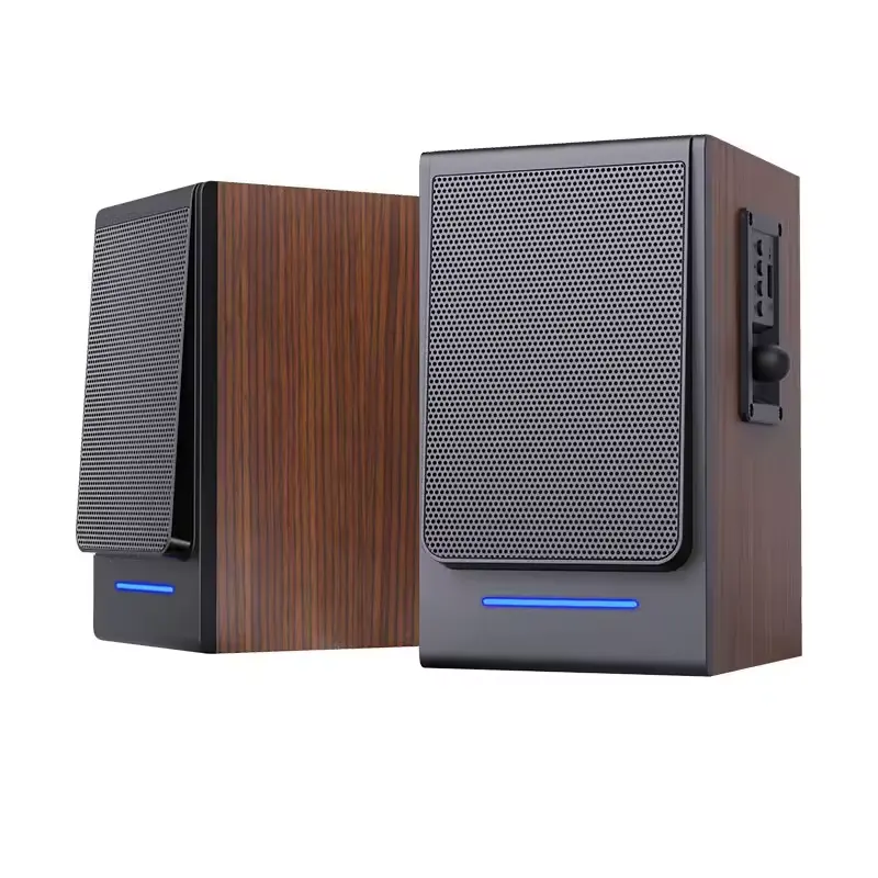 Alto-falante Bluetooth para laptop, porta-livros de madeira maciça, 20W, com alimentação ativa, comunicação USB Aux, áudio bidirecional, crossover