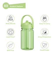 Bouteille d'eau écologique à boire directement sans BPA 500 ml en Tritan à large ouverture avec revêtement anti-corrosion personnalisé pour le sport et les voyages