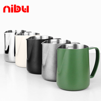 Nibu 400/600ML Pitcher Susu Stainless Steel Dengan Skala, Jug Susu Kopi, Pembuat Busa Susu Espresso