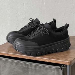 أحذية سكيت بورد رجالية سوداء ذات نعل سميك، موديل ربيعي جديد بمقدمة عريضة، أحذية رياضية عصرية متعددة الاستخدامات - Product Image 4