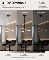 Luminaire suspendu LED linéaire mini carré moderne homologué ETL, CRI90, boîtier en plastique noir mat, diffuseur en acrylique, télécommande