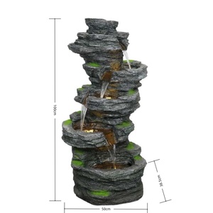 Grand mur rideau d'eau rocaille en résine décoration extérieure ornement <span class=keywords><strong>jardin</strong></span> cour pelouse cascade <span class=keywords><strong>fontaine</strong></span> design artificiel élégant - Product Image 2