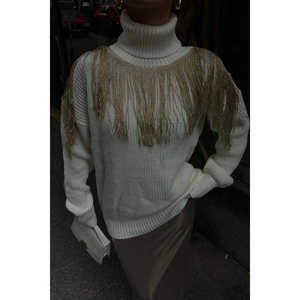 Pull en tricot à franges Sobe pour femme, manches longues, style bohème, couleur écru, anti-boulochage - Product Image 5