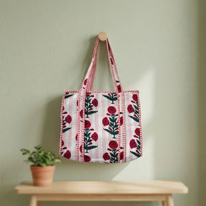 Bolsas de Almacenamiento Acolchadas de Algodón con Estampado a Mano, Diseño Tradicional Indio, Estilo Campestre Francés, Duraderas y de Gran Capacidad - Product Image 2