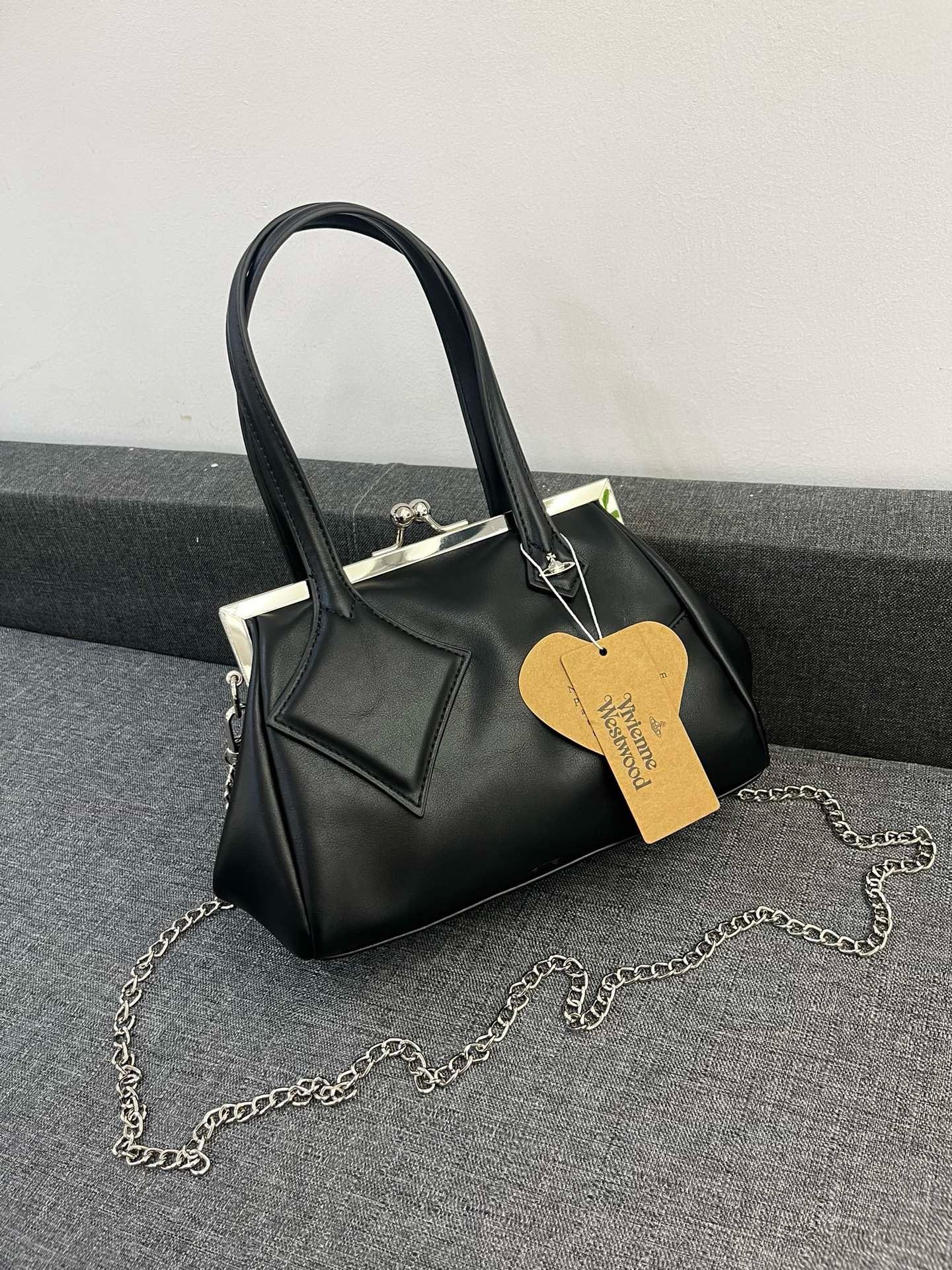 Frog mouth portable clip bag black