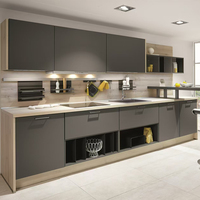 Meuble de cuisine modulaire YALIG moderne, étanche et écologique, avec crédence en PVC acrylique et accessoires de robinetterie