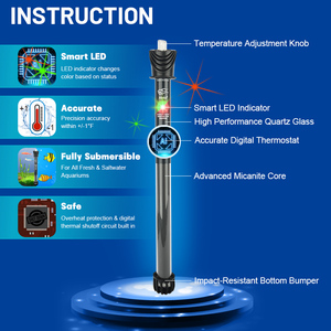 Riscaldatore Sommergibile per Acquario 300W Regolabile con Termometro Gratuito, Riscaldatore in Vetro Rettangolare per Vasche di Pesci - Product Image 5