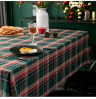 DUOLAI Nouvelle arrivée Nappe de cocktail à franges en tissu tartan de style noël Nappe rectangulaire Nappe d'art de type floral