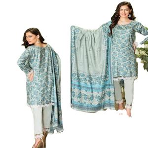 Robes pour femmes en lin et soie Shalwar Kameez Ethnic Indian and Pakistanese Design Ladies Salwar Clothing - Product Image 1