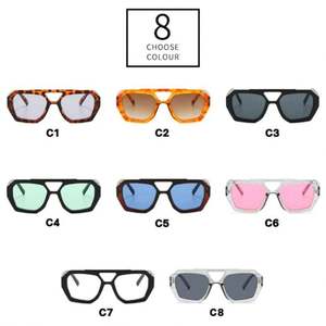 Lunettes de soleil vintage 2024 pour femme, forme polygonale irrégulière, protection UV400, double pont, carrées - Product Image 4