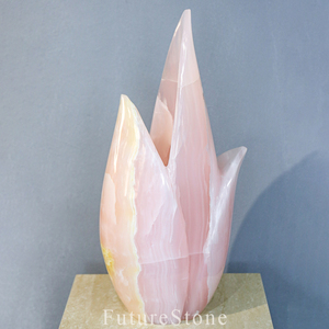 Bình Đá Mã Não Ngọc Bích Màu Hồng Trang Trí Hành Lang Bình Điêu Khắc Hoa Tulip Thiết Kế Sưu Tập Thủ Công Đá Hoa Hồng Thạch Anh - Product Image 3