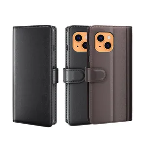 Geili Genuine Leather Handmade Wallet Flip Phone Case Genuine Leather Phone Cases For Iphone 15 14 13 Pro Leather Case
