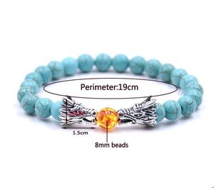 Bracelet tête de Dragon en pierre naturelle pour hommes, 8mm, perle <span class=keywords><strong>bouddha</strong></span>, brin Yoga, bonne porte-bonheur, bijoux cadeau, <span class=keywords><strong>argent</strong></span> or - Product Image 2