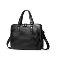Sac à main pour ordinateur portable pour homme, tissé à la main, texture personnalisée, logo OEM ODM, double poignée, léger, pour réunions formelles