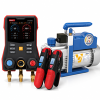 UNI-T UT336E KIT Manifold numérique + Pompe à vide de précision Gamme : 70 L/min 2,5 CFM pour la maintenance et la réparation de systèmes de réfrigération