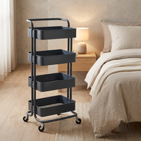 Chariot de rangement multi-usages pour la maison et la cuisine, à 4 niveaux avec paniers et roulettes
