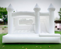 Château gonflable commercial blanc, château gonflable de 13 x 12 x 14,5 pieds, grand château gonflable pour mariages