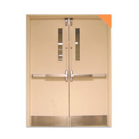 Porte de sécurité coupe-feu en acier, finition moderne, porte d'entrée à pousser et à tirer pour bâtiments commerciaux et résidentiels