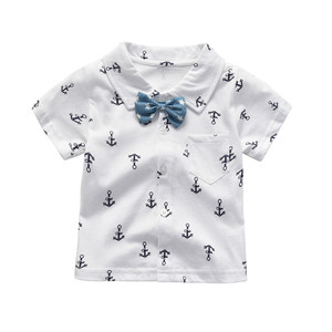 pequeños camisa blanca + pantalones azules, <span class=keywords><strong>traje</strong></span> <span class=keywords><strong>Caballero</strong></span> muchachos Bebé Ropa de verano conjunto del 4 de julio - Product Image 3