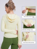 Veste de sport pour femme, coupe ajustée, à capuche, respirante, séchage rapide, UPF 50, pour la course à pied, manches longues, été