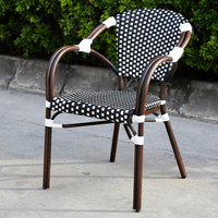 Meubles de salon de café en plein air, chaise en rotin français, chaise de bistrot de jardin parisien pour café, restaurant