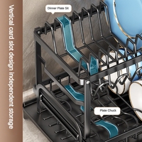 Égouttoir de table multifonctionnel et peu encombrant avec porte-gobelets, porte-couteaux et système de drainage pour assiettes, bols et ustensiles de cuisine