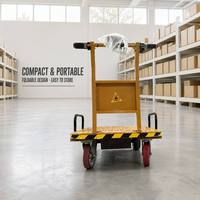 Chariot à plateau électrique pliable à quatre roues robuste avec fonctions réglables, chariot motorisé portable pour usage industriel