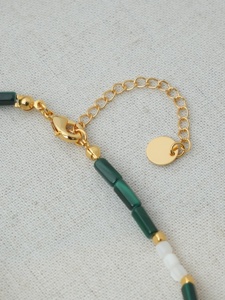 <strong>Emerald</strong> Green Jade Cylinder <strong>Beads</strong> with White Spacer &amp; Small Baroque <strong>Pearl</strong> Necklace for Women Fashion <strong>Jewelry</strong> - Product Image 6