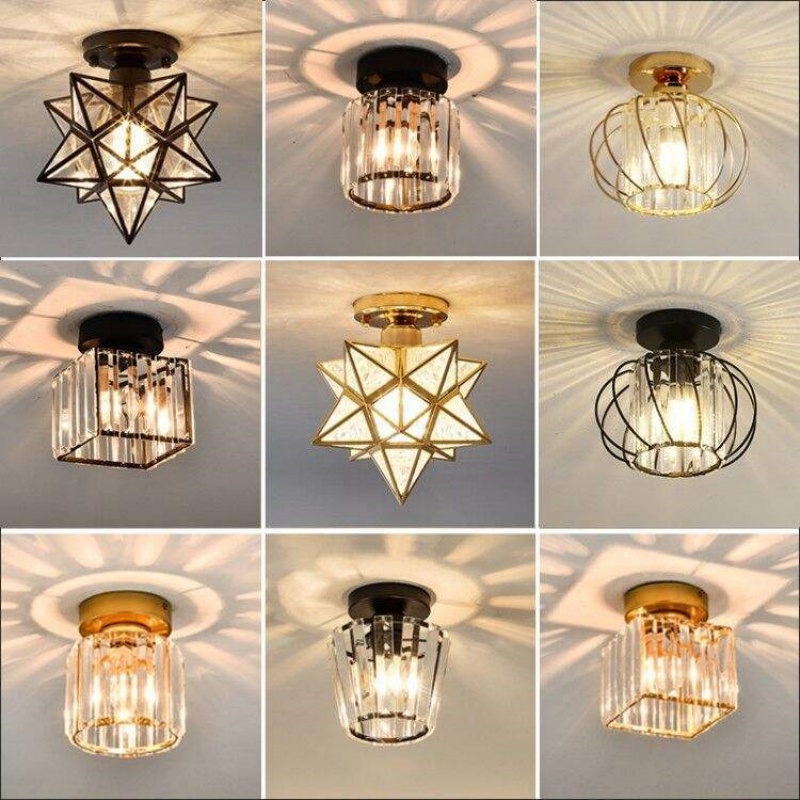 Modern Simple Nordic Crystal Ceiling Light Luxury Entrance Hall Light Creative Aisle Corridor Balcony Small Ceiling Lamp E27