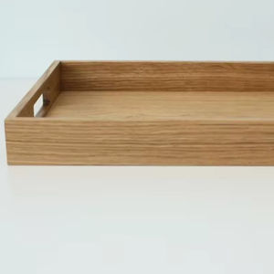 Plateau de service en bois écologique poli avec poignées, lot de 2, plateau décoratif pour le petit-déjeuner, le déjeuner, le dîner et l'utilisation en terrasse - Product Image 1