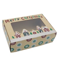 Boîte en kraft de Noël personnalisée à prix avantageux, tiroir, boîtes transparentes, boîte en kraft pour biscuits, emballage avec fenêtre en PVC