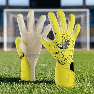 Professional Goalkeeper Gloves German Latex 4mm Goalkeeper Gloves Soccer Backhand Neoprene Front Palm Contact Latex Top Quality - Product Image 2