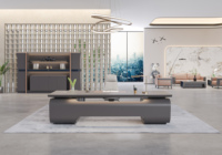Meubles en bois personnalisés au design moderne de luxe Matt CEO Table Smart 2.8m I L Shape Home Masculin Executive Office Desk Boss