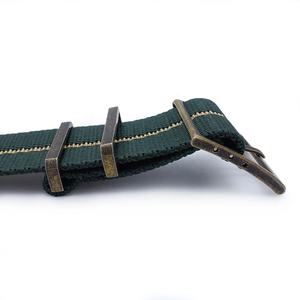 Correa de reloj de pulsera de tela de rayas grabada de lujo con hebilla de bronce personalizada correa de reloj de nailon de 20mm y 22mm - Product Image 4